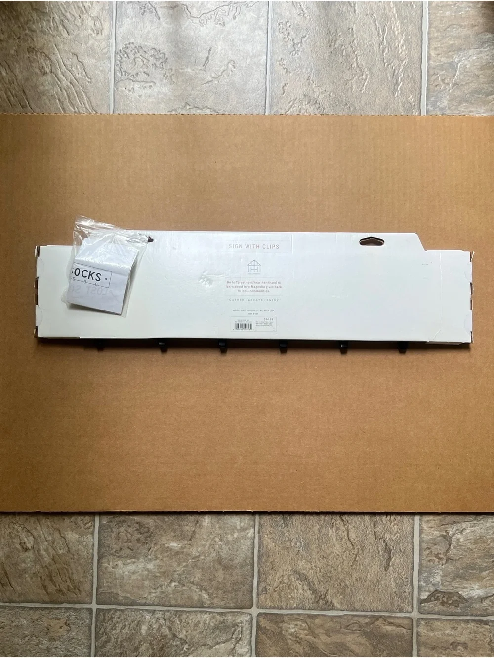 NEW Hearth & Hand Lost Socks Sign,  Metal Laundry Room Organizer with Hooks